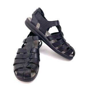 Mephisto Men’s Fisherman Sandals Air-Relax Comfort Black Leather Size 47 (US 13)